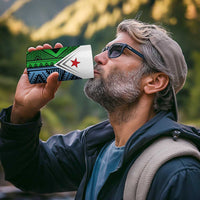 Djibouti Fusion 4 in 1 Can Cooler Tumbler Tribal Geometry Meets National Colors and Red Star Boldness