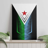Djibouti Fusion Canvas Wall Art Tribal Geometry Meets National Colors and Red Star Boldness