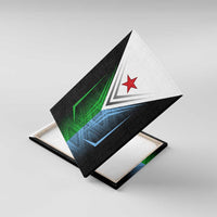 Djibouti Fusion Canvas Wall Art Tribal Geometry Meets National Colors and Red Star Boldness