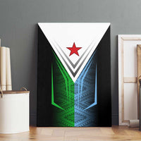 Djibouti Fusion Canvas Wall Art Tribal Geometry Meets National Colors and Red Star Boldness