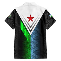 Djibouti Fusion Family Matching Off The Shoulder Long Sleeve Dress and Hawaiian Shirt Tribal Geometry Meets National Colors and Red Star Boldness