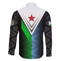 Djibouti Fusion Family Matching Off The Shoulder Long Sleeve Dress and Hawaiian Shirt Tribal Geometry Meets National Colors and Red Star Boldness