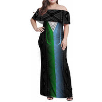 Djibouti Fusion Family Matching Off Shoulder Maxi Dress and Hawaiian Shirt Tribal Geometry Meets National Colors and Red Star Boldness