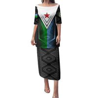 Djibouti Fusion Family Matching Puletasi and Hawaiian Shirt Tribal Geometry Meets National Colors and Red Star Boldness