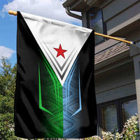 Djibouti Fusion Garden Flag Tribal Geometry Meets National Colors and Red Star Boldness
