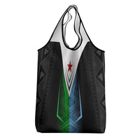 Djibouti Fusion Grocery Bag Tribal Geometry Meets National Colors and Red Star Boldness