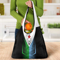 Djibouti Fusion Grocery Bag Tribal Geometry Meets National Colors and Red Star Boldness