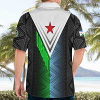 Djibouti Fusion Hawaiian Shirt Tribal Geometry Meets National Colors and Red Star Boldness