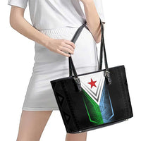Djibouti Fusion Leather Tote Bag Tribal Geometry Meets National Colors and Red Star Boldness
