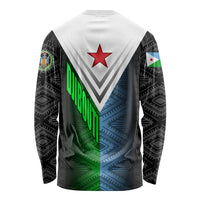 Djibouti Fusion Long Sleeve Shirt Tribal Geometry Meets National Colors and Red Star Boldness