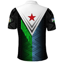 Djibouti Fusion Polo Shirt Tribal Geometry Meets National Colors and Red Star Boldness