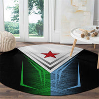 Djibouti Fusion Round Carpet Tribal Geometry Meets National Colors and Red Star Boldness