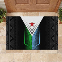 Djibouti Fusion Rubber Doormat Tribal Geometry Meets National Colors and Red Star Boldness