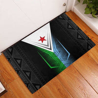 Djibouti Fusion Rubber Doormat Tribal Geometry Meets National Colors and Red Star Boldness