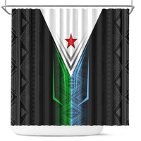 Djibouti Fusion Shower Curtain Tribal Geometry Meets National Colors and Red Star Boldness