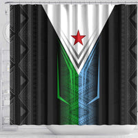 Djibouti Fusion Shower Curtain Tribal Geometry Meets National Colors and Red Star Boldness