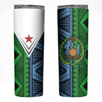 Djibouti Fusion Skinny Tumbler Tribal Geometry Meets National Colors and Red Star Boldness
