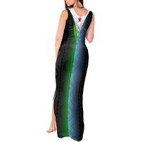 Djibouti Fusion Tank Maxi Dress Tribal Geometry Meets National Colors and Red Star Boldness