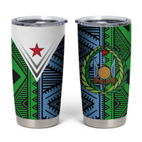 Djibouti Fusion Tumbler Cup Tribal Geometry Meets National Colors and Red Star Boldness