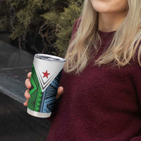 Djibouti Fusion Tumbler Cup Tribal Geometry Meets National Colors and Red Star Boldness