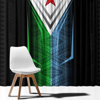 Djibouti Fusion Window Curtain Tribal Geometry Meets National Colors and Red Star Boldness