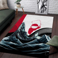 Greenland Whale Area Rug with Arctic Waves and Where the Ice Meets the Sky Text Design