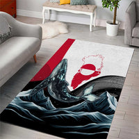 Greenland Whale Area Rug with Arctic Waves and Where the Ice Meets the Sky Text Design