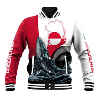 Greenland Whale Baseball Jacket with Arctic Waves and Where the Ice Meets the Sky Text Design