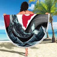 Greenland Whale Beach Blanket with Arctic Waves and Where the Ice Meets the Sky Text Design