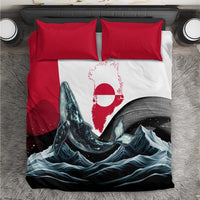 Greenland Whale Bedding Set with Arctic Waves and Where the Ice Meets the Sky Text Design