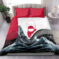 Greenland Whale Bedding Set with Arctic Waves and Where the Ice Meets the Sky Text Design