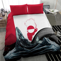 Greenland Whale Bedding Set with Arctic Waves and Where the Ice Meets the Sky Text Design