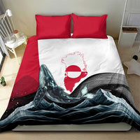 Greenland Whale Bedding Set with Arctic Waves and Where the Ice Meets the Sky Text Design