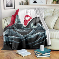 Greenland Whale Blanket with Arctic Waves and Where the Ice Meets the Sky Text Design