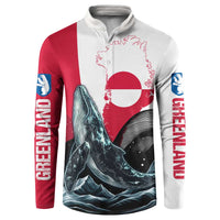 Greenland Whale Button Sweatshirt with Arctic Waves and Where the Ice Meets the Sky Text Design