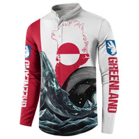 Greenland Whale Button Sweatshirt with Arctic Waves and Where the Ice Meets the Sky Text Design