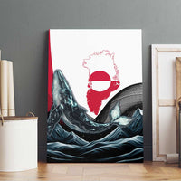 Greenland Whale Canvas Wall Art with Arctic Waves and Where the Ice Meets the Sky Text Design