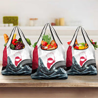 Greenland Whale Grocery Bag with Arctic Waves and Where the Ice Meets the Sky Text Design