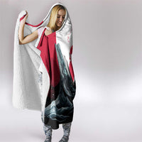 Greenland Whale Hooded Blanket with Arctic Waves and Where the Ice Meets the Sky Text Design
