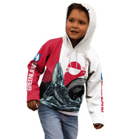 Greenland Whale Kid Hoodie with Arctic Waves and Where the Ice Meets the Sky Text Design