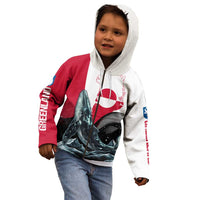 Greenland Whale Kid Hoodie with Arctic Waves and Where the Ice Meets the Sky Text Design