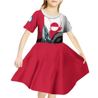 Greenland Whale Kid Short Sleeve Dress with Arctic Waves and Where the Ice Meets the Sky Text Design