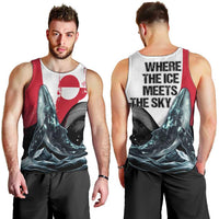 Greenland Whale Men Tank Top with Arctic Waves and Where the Ice Meets the Sky Text Design