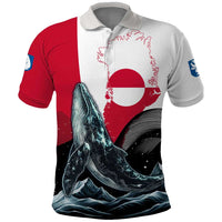 Greenland Whale Polo Shirt with Arctic Waves and Where the Ice Meets the Sky Text Design