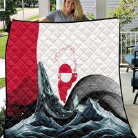 Greenland Whale Quilt with Arctic Waves and Where the Ice Meets the Sky Text Design