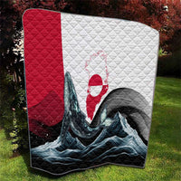 Greenland Whale Quilt with Arctic Waves and Where the Ice Meets the Sky Text Design