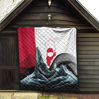 Greenland Whale Quilt with Arctic Waves and Where the Ice Meets the Sky Text Design