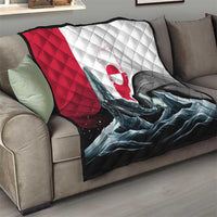 Greenland Whale Quilt with Arctic Waves and Where the Ice Meets the Sky Text Design