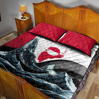 Greenland Whale Quilt Bed Set with Arctic Waves and Where the Ice Meets the Sky Text Design