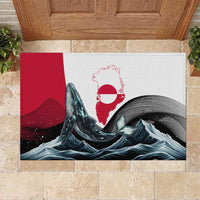 Greenland Whale Rubber Doormat with Arctic Waves and Where the Ice Meets the Sky Text Design